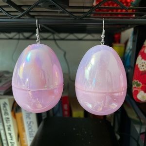Pink Iridescent Egg Earrings